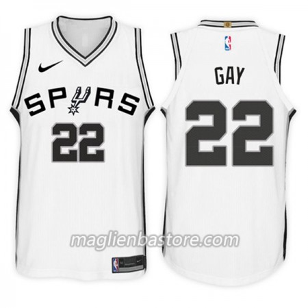 Maglia NBA San Antonio Spurs Rudy Gay 22 Nike 2017-18 Bianco Swingman - Uomo